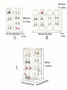 1 件可折叠亚克力珠宝收纳盒，用于耳环、耳钉、耳夹、耳圈、项链展示架，带透明抽屉，可旋转层，用于在台面、梳妆台上存放和整理 - 無色 - 查看 2