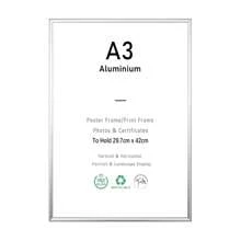 1个装，30x40厘米相框，12x16英寸银色金属相框，黑色A3相框，墙面相框，银色A4证书相框，海报框，墙面装饰，适合照片，墙面艺术装饰，带支架和高清亚克力板，可竖放和横放 - 銀色 - 查看 2