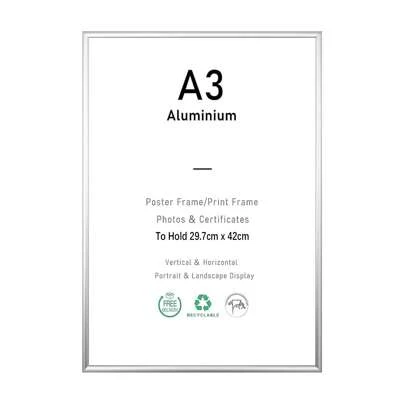 1个装，30x40厘米相框，12x16英寸银色金属相框，黑色A3相框，墙面相框，银色A4证书相框，海报框，墙面装饰，适合照片，墙面艺术装饰，带支架和高清亚克力板，可竖放和横放