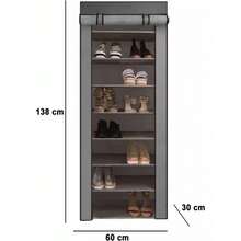 Zapatera Organizador 8 Repisas Torre Eiffel 24 Zapatos Gris Torre con bocho - Gris - Ver 4