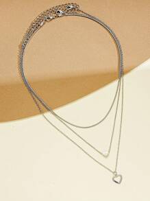 3pcs/2pcs/1pc Stylish Simple Heart, Faux Pearl, Butterfly, Cross Multi-Layered Women Necklace Set, Suitable For Date, Party, Vacation, Everyday Wear, Holiday Gift (Random Pearl Quantity) - Silver - View 4