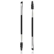 2pcs/Pack Dual-Ended Eyebrow Brush And Spoolie Brush-Angled, For Precise Application And Brow Powder Blending - Black - View 1