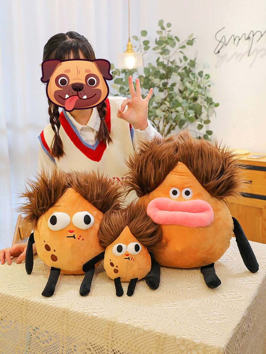 1pc Cute Potato Plush Toy, Funny Decompression Birthday Gift Home Decoration Ornament - Brown - View 1