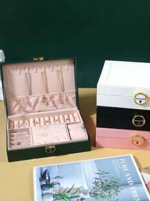 Joyero Alajero , Organizador De Joyas Maletín - Negro - Ver 3