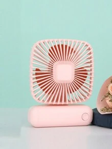 MEET SUN 1pc Rechargeable Handheld & Stand Portable Fan With 500mAh Lithium Battery, 3 Wind Speed Adjustable, Eyelash Curling Fan - Pink - View 2