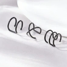3 Cái/bộ Nhẫn Kẹp Môi Không Xỏ Khuyên, Trang Sức Nữ Bằng Thép Không Gỉ Đơn Giản - Bạc - Xem 7