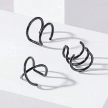 3 Cái/bộ Nhẫn Kẹp Môi Không Xỏ Khuyên, Trang Sức Nữ Bằng Thép Không Gỉ Đơn Giản - Bạc - Xem 8