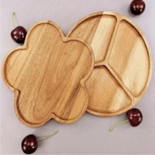 1 khay chia tròn 3 ngăn bằng gỗ keo cao cấp / đĩa đựng thức ăn, hình hoa, thích hợp đựng thực phẩm, trái cây, rau củ, thịt, bữa sáng, bữa trưa, bữa tối, đồ trang trí giường, khay đựng bánh mì, đồ dùng tiệc tùng, món khai vị, đồ ăn nhẹ, bỏng ngô, khoai tây chiên, món tráng miệng, phô mai. Quà tặng Giáng sinh - Màu vàng - Xem 4