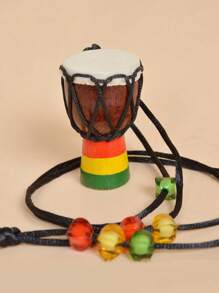 1 Stück handgefertigter Mini-Afrikanischer Trommel-Anhänger, dekorative Mini-Afrikanische Trommel, Afrikanischer Handtrommel-Anhänger Schmuck, Trommel-Anhänger Halskette - Mini-Djembe - Übersicht 10