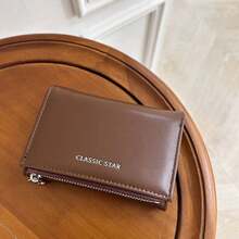 Fashionable Minimalist INS Zip Tri-Fold Women Wallet Large Capacity Card Holder And Coin For Women Wallet Purse Wallet Small Wallet - Coffee Brown - View 3