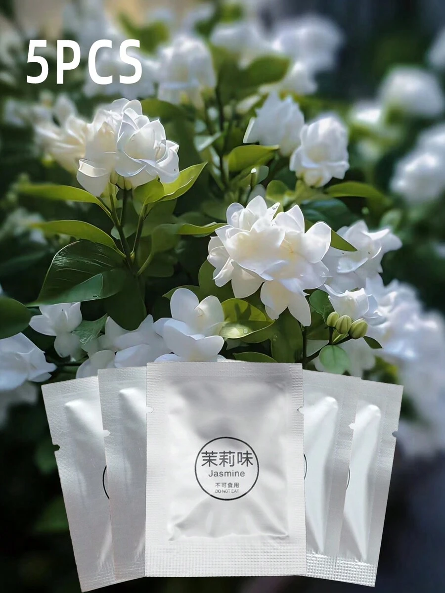 5入組茉莉香味汽車空調出風口香氛片,固體pe香氛片,用於固體香膏的更換芯片 - 白色 - 查看 1