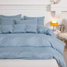 1入組刷毛床上用品被套,日系無商標風格,親膚柔軟,防滑,適用於四季,適用於queen Size床上用品,適用於全家人 - 霧霾藍 - 查看 6