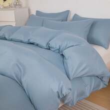 1入組刷毛床上用品被套,日系無商標風格,親膚柔軟,防滑,適用於四季,適用於queen Size床上用品,適用於全家人 - 霧霾藍 - 查看 7