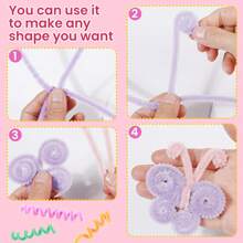 100入組手工蓬鬆細絨管莎草,管清潔工藝品,大量工藝品補給,適用於製作各種娃娃、花束和其他diy藝術手工項目,復活節女性兒童禮品（隨機馬卡龍顏色） - 彩色 - 查看 4