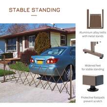 Recinzione per Giardino a Larghezza Regolabile, Steccato per Giardino Multiuso in Metallo e Alluminio, 300x31x103.5 cm, Marrone Scuro - Caffè Marrone - Visualizzare 6