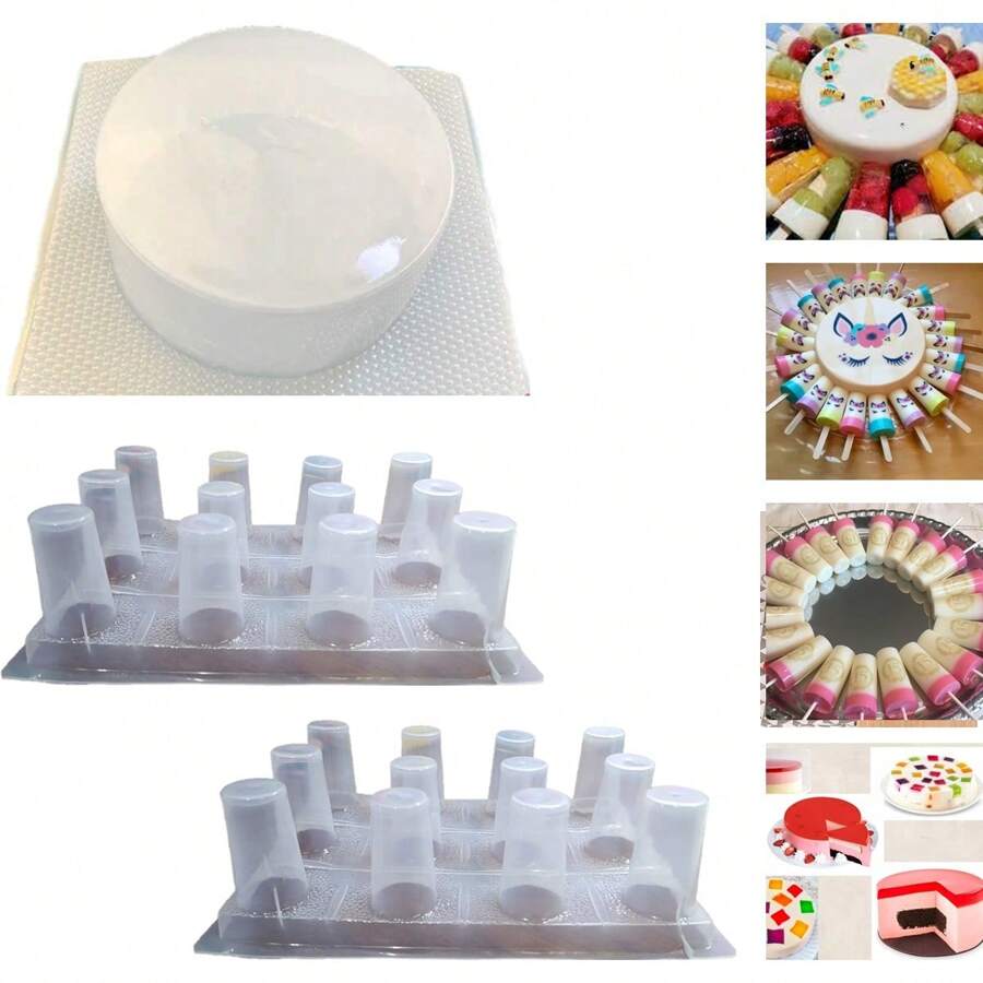 Set de 2 moldes para gelapaletas de 12 cavidades c/u + 1 curculo de 20 cm - Blanco - Ver 1