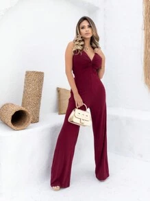 Women Jumpsuits - 紅木色 - 查看 1