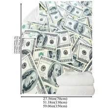 Manta pequeña de franela ultra suave con estampado digital de diseño de dinero, adecuada para sofá, siesta y uso doméstico - Multicolor - Ver 2