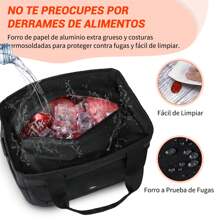 Bolsa del Almuerzo Reutilizable Lonchera para Hombre Impermeable Bolsa Térmica Hielera Reutilizable De Cubierta Portátil Gran Capacidad Loncheras Fiambrera Aislada Hombre Mujer,Trabajo,Viajes - Negro - Ver 7