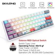 SKYLOONG SK61 USB Wired Keyboard 60% Profile RGB Backlight Mechanical Keyboard Hot Swappable Optical Switch PBT Double-Shot Keycaps Tactile/Linear Switch Gaming Keyboard - SEA and SUN V2 - View 4