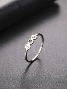 1件不锈钢简约空心实心心形戒指女士,时尚万能的珠宝配件,生日或节日礼物 - 愛心 - 查看 21