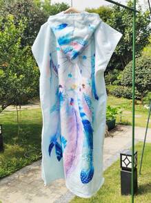 1 件连帽浴巾，个性化超细纤维速干斗篷，带拉链，温暖毛巾，适合海滩淋浴后防风防晒，适合情侣、成人户外使用，适合居家夏季婚礼家居浴室装饰沙滩装返校 - 捕夢網 - 查看 4