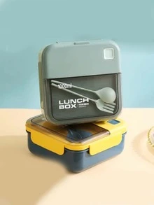 Lonchera cuadrada, Contenedor Para Comida 2 Divisiones | Loncheras con Divisiones Libre de BPA Cubiertos Incluidos | Capacidad 1100 ml | Contenedores Para Alimentos Apto para Microondas - Multicolor - Ver 7