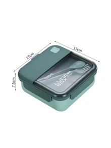 Lonchera cuadrada, Contenedor Para Comida 2 Divisiones | Loncheras con Divisiones Libre de BPA Cubiertos Incluidos | Capacidad 1100 ml | Contenedores Para Alimentos Apto para Microondas - Multicolor - Ver 2