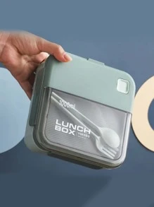 Lonchera cuadrada, Contenedor Para Comida 2 Divisiones | Loncheras con Divisiones Libre de BPA Cubiertos Incluidos | Capacidad 1100 ml | Contenedores Para Alimentos Apto para Microondas - Multicolor - Ver 4