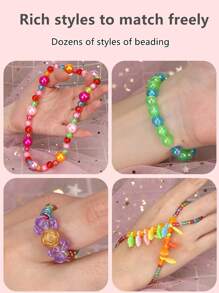 Kit de manualidades de cuentas de moda para niños: Juego de bisutería hecha a mano con collares, pulseras y accesorios para el cabello, kit de fabricación de joyas para niños para pulseras, collares, accesorios para el cabello y regalos - Multicolor - Ver 8