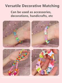 Kit de manualidades de cuentas de moda para niños: Juego de bisutería hecha a mano con collares, pulseras y accesorios para el cabello, kit de fabricación de joyas para niños para pulseras, collares, accesorios para el cabello y regalos - Multicolor - Ver 9