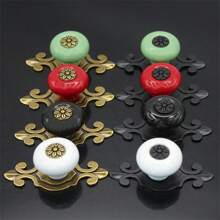 1 PC Vintage Furniture Handles Ceramic Cabinet Knobs And Handles Door Cupboard Drawer Kitchen Pull Handles Furniture Fittings - Green - View 1