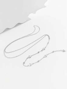 1pc Y-Shaped Simple & Sexy Long Tassel Rhinestone Necklace For Women - Y Shape - View 5