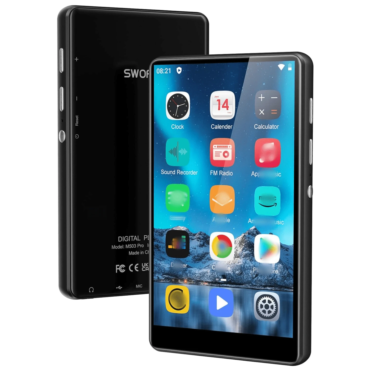 80GB MP3/MP4便攜式播放器,配備WiFi,4.0英寸觸屏數字Walkman音樂播放器,帶FM收音機、語音記錄、電子書和瀏覽器(黑色)8核心 - 黑色 - 查看 1