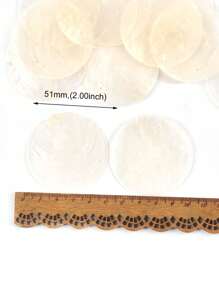 5入組直徑5.1公分自然透明圓形貝殼片,可用於diy珠寶製作、吊墜、散珠、手工藝品製作和家居裝飾 - 白色 - 查看 2