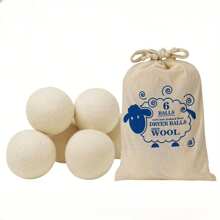 6 Free Bags With Large Wool Drying Balls - XL Natural Fabric Softener, Reusable, Reduces Clothing Wrinkles, And Saves Drying Time. Large Drying Balls Are A Better Alternative To Plastics