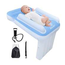 Blublu Park Inflatable Airplane Bed For Toddler, Airplane Seat Extender For Kids, Toddler Travel Bed With High Sides, Safety Belt, Airplane Bed Fits Most Airplane Seats, Car - 淺藍色 - 查看 6