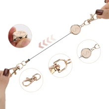 1pc Fashion Gold Plated Adjustable Initial Hook Clasp - Multi-Purpose Retractable Lanyard For Bags, Cards, Keys, Convenient For Daily Use, Personalized Gift - Apricot - View 6