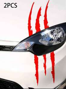 2pcs Red Car Headlight Sticker Claw Decal Universal For Car Bonnet Eyebrow Scratch