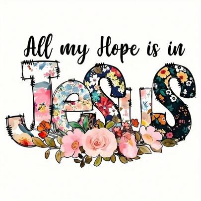 1/2/3pcs JESUS Watercolor Flower Iron-On Heat Pressed DIY Patches Decor, Heat Transfer Printing Vinyl Sticker For Clothing T-Shirt Hoodies Pillow Bag