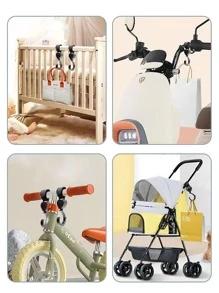 2pcs Baby Stroller Hook With Heart-Shaped For Hanging Pet Cart, Baby Bed, Bicycle, Electric Vehicle, Multifunctional 360 Degree Rotating Hook For Daily Use