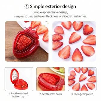 1pc Stainless Steel Strawberry Slicer, Multipurpose Fruit Divider, Banana Egg Tomato Cutter Kitchen Tool