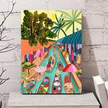 3入組現代抽象新西蘭藍色泳池湖景旅行經典電影海報白紙貼紙diy客房酒吧咖啡館美學藝術牆畫,無框 - 彩色 - 查看 5