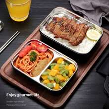 1 hộp đựng cơm trưa chống rò rỉ bằng thép không gỉ 2 lớp dung tích 1200ML, hộp đựng cơm Bento, đồ dùng học tập, quà tặng Giáng sinh - đen - Xem 1