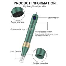 Tần số cao và tắt tiếng chuyên nghiệp Dermapen Điện không dây Microneedling Derma Pen với 10 hộp kim có thể thay thế Thiết bị làm đẹp Spa Chăm sóc da mặt - màu xanh lá - Xem 6
