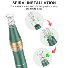 Tần số cao và tắt tiếng chuyên nghiệp Dermapen Điện không dây Microneedling Derma Pen với 10 hộp kim có thể thay thế Thiết bị làm đẹp Spa Chăm sóc da mặt - màu xanh lá - Xem 3