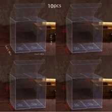 10pcs/Set Transparent Gift Packing Box, Pvc Clear Storage Square Container Valentine Day
