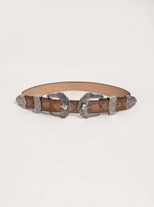 1 Miếng Quý cô Hoa Điêu khắc Phong cách phương Tây Khóa kép Punk Vintage Thắt lưng Thích hợp Đối với Mặc hàng ngày - màu nâu - Xem 2