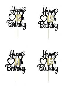 1 件数字和英文生日快乐蛋糕装饰，适合 18 岁、15 岁、20 岁、21 岁、25 岁、30 岁、50 岁、60 岁、70 岁生日派对、婚礼、周年庆典