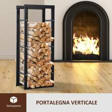 HOMCOM Firewood Racks - الأسود - مشاهدة 5